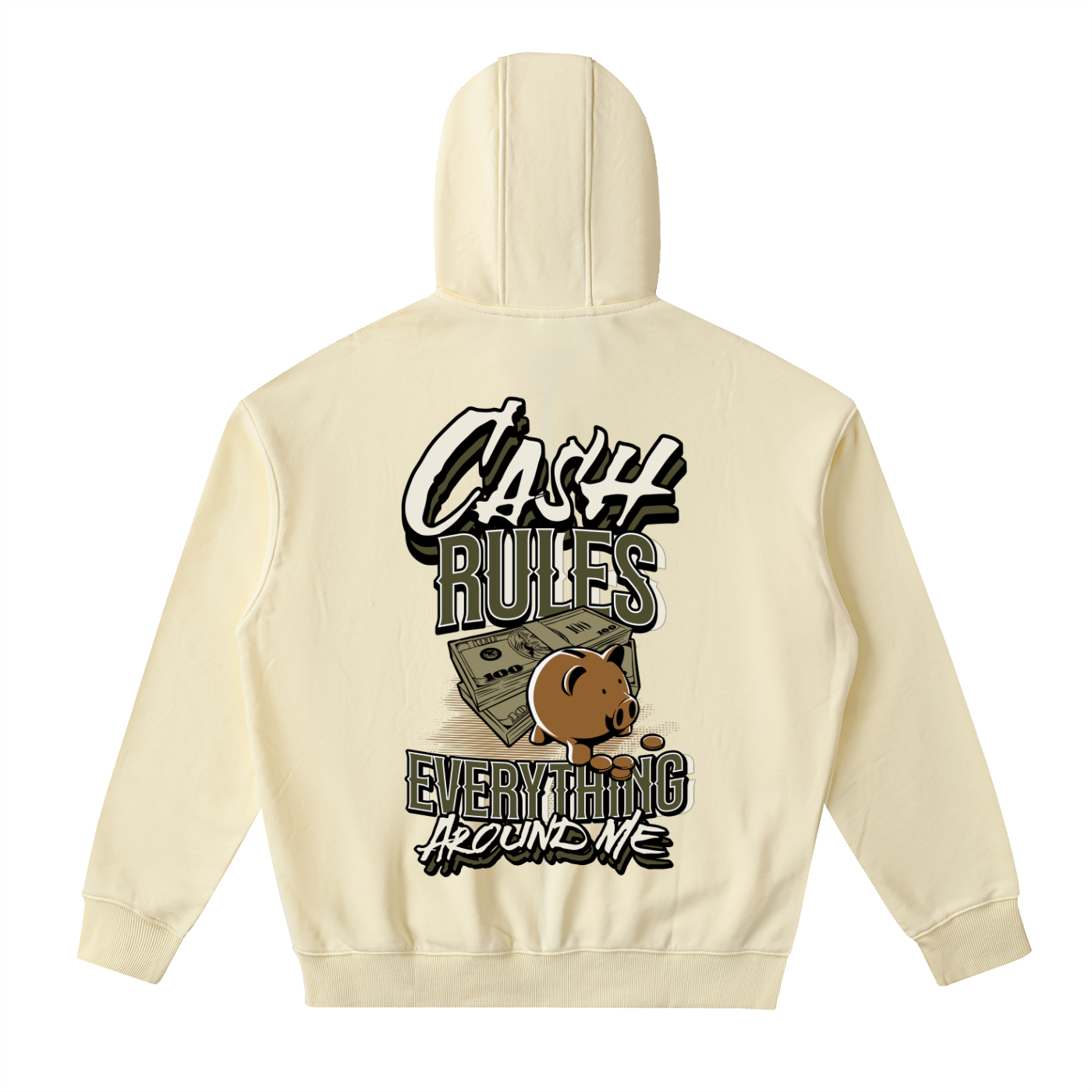 Drop-Shoulder Zip Up Hoodie